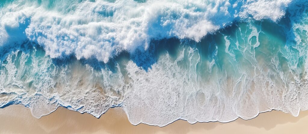 a photo of Waves on the beach as a background. aerial view